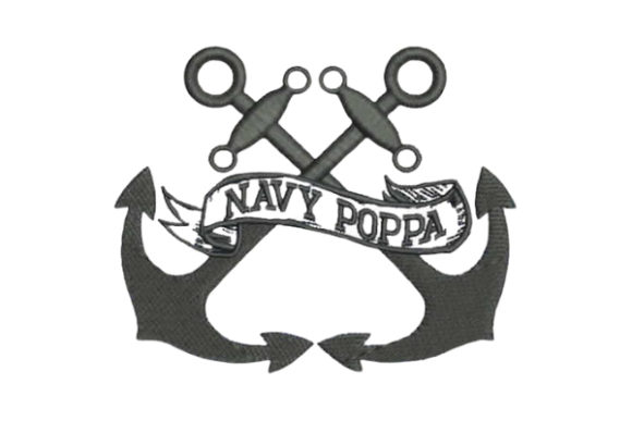 Navy Poppa Embroidery Design