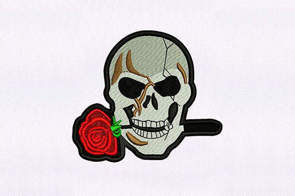 Rose and Skull Embroidery Design