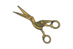 Scissor Bird Embroidery Design